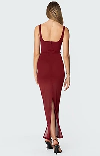 Edikted Mesh Built Bodysuit Maxi Dress