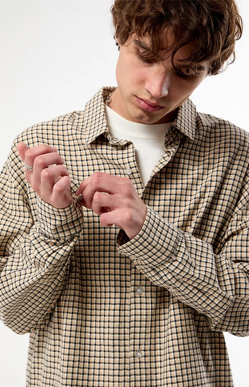 Pacsun Micro Plaid Flannel Long Sleeve Shirt