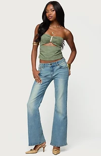 Edikted Jenni Washed Low Rise Flared Jeans