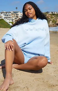 Third Charm Butterflies Embroidered Pullover Hoodie