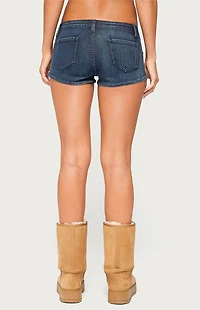 Edikted Janel Washed Denim Micro Shorts