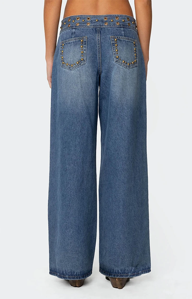 Edikted Stud & Grommet Low Rise Jeans