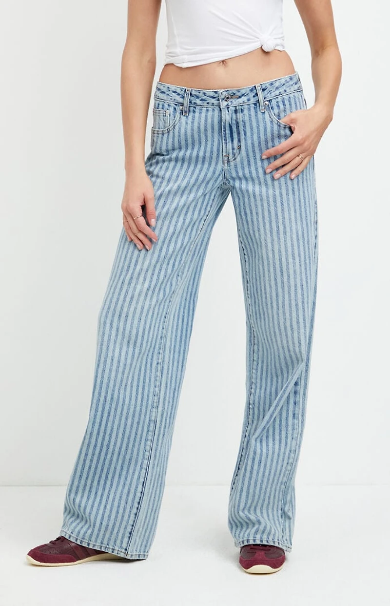 Pacsun Casey Low Rise Baggy Jeans Blue Striped