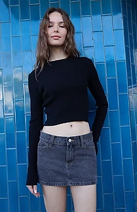 John Galt Gray Malia Denim Mini Skirt