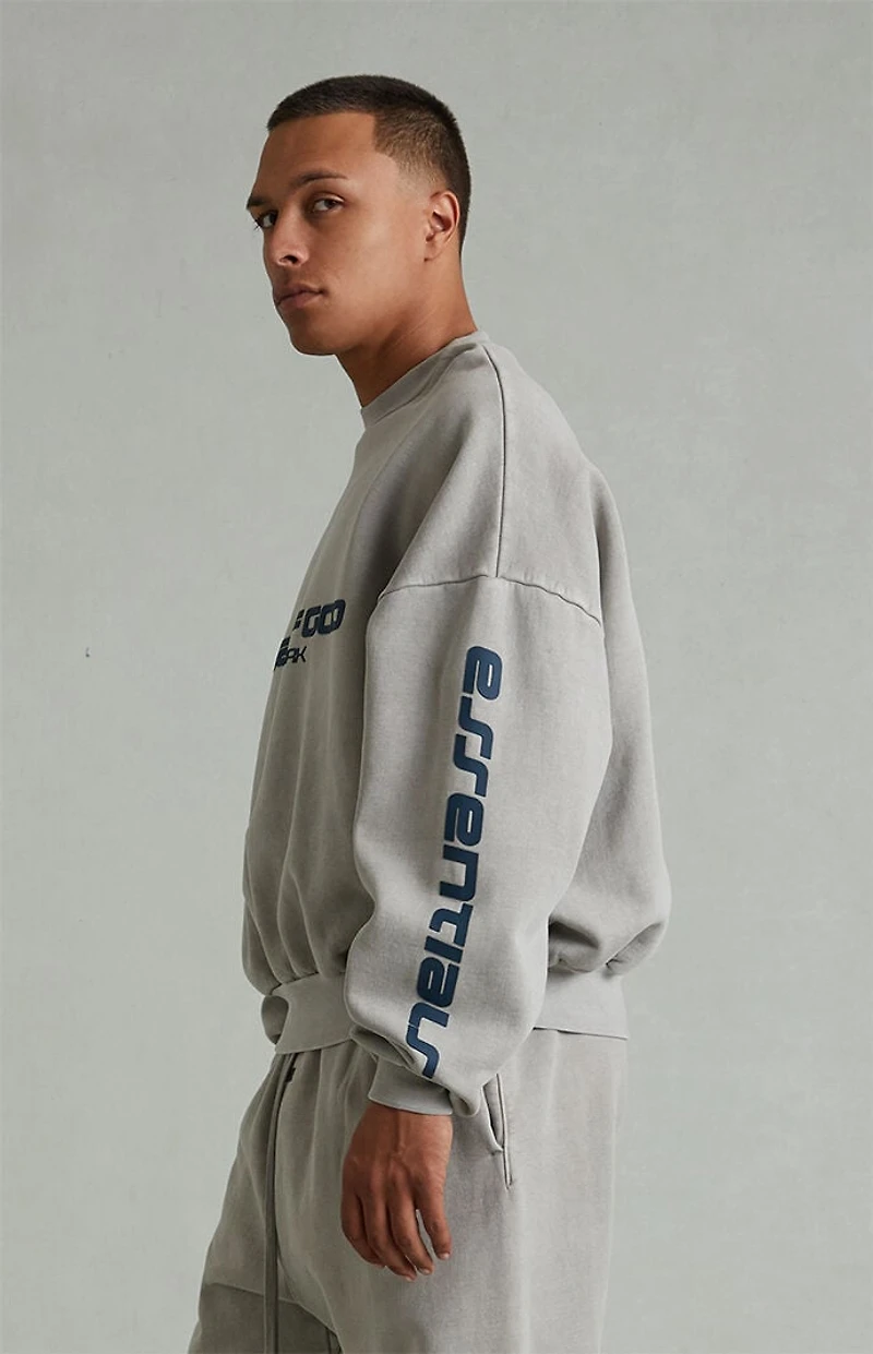 Fear of God ESSENTIALS Smoke Grey Crew Neck Cropped Relaxed Sweatshirt