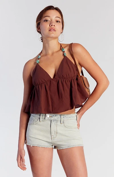 Pacsun Light Indigo Button Tab Denim Micro Shorts