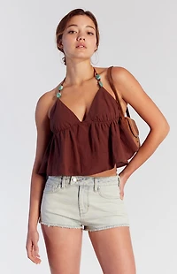 Pacsun Light Indigo Button Tab Denim Micro Shorts