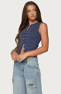 Edikted Brynne Striped Button Up Top