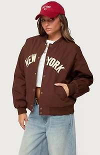 Edikted Big Apple Oversized Bomber Jacket