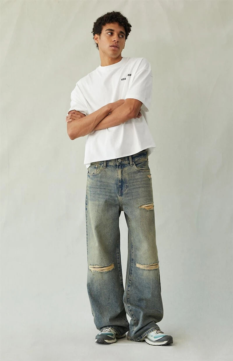 Pacsun Blake Extreme Baggy Jeans Ripped Dark Blue Tint