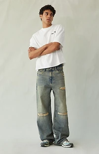Pacsun Blake Extreme Baggy Jeans Ripped Dark Blue Tint