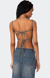 Edikted Lassy Washed Denim Bralette