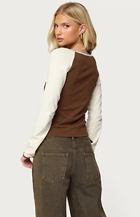 Edikted Ronie Contrast Raglan Long Sleeve Top