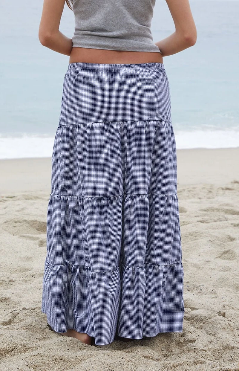 John Galt Blue Gingham Nadia Maxi Skirt