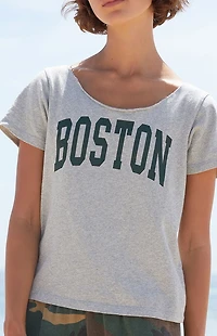 John Galt Silver Boston Short Sleeve Off-The-Shoulder Top
