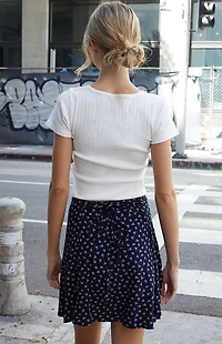 John Galt Blue Floral Genevieve Mini Skirt