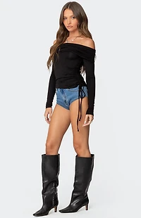 Edikted Gathered Fold Over Drawstring Top