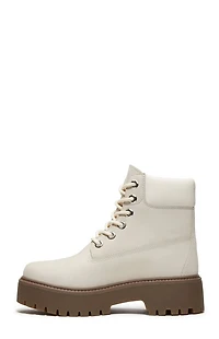 Timberland Women's Natural Nubuck Stone Street 6inch Lace-Up Waterproof Boots