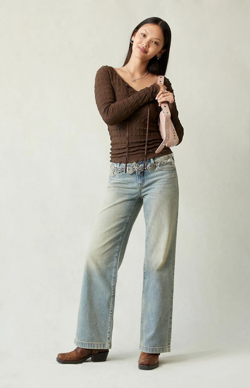 Pacsun Zoe Low Rise Girlfriend Jeans Light Blue Tint