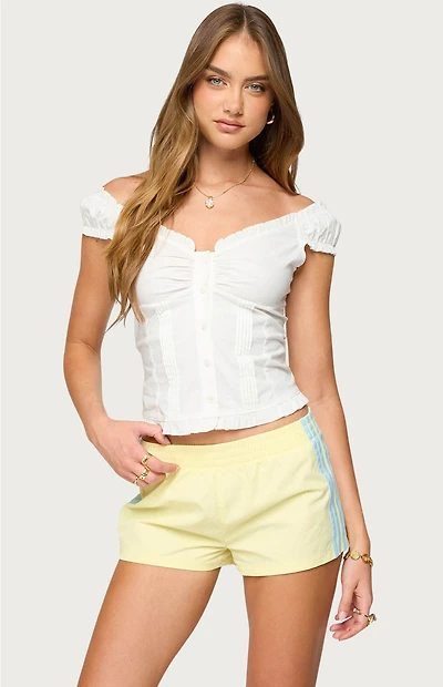 Edikted Arlow Ruffle Button Up Top