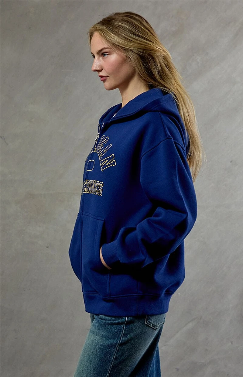 WILD COLLECTIVE Michigan Wolverines Embroidered Zip Up Hoodie