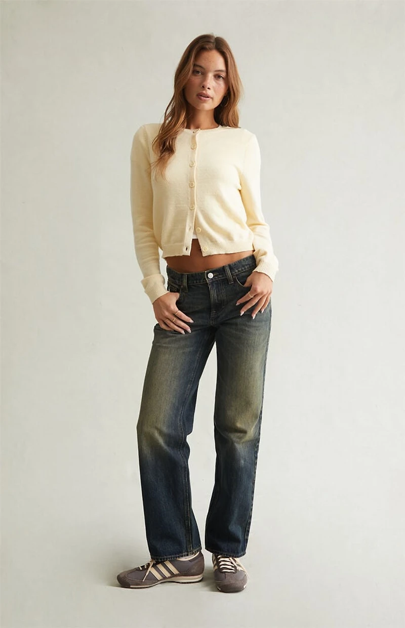 Pacsun Jordyn Low Rise Straight Leg Jeans Tinted Dark Blue