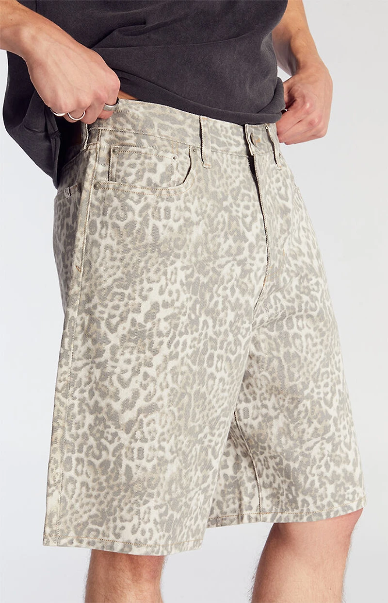 Pacsun Light Leopard Baggy Denim Shorts