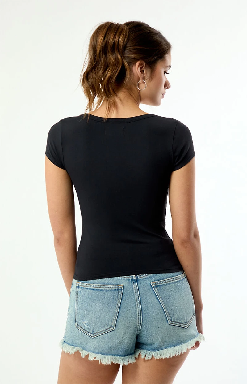 Your Favorite Lucy Deep V Short Sleeve Top
