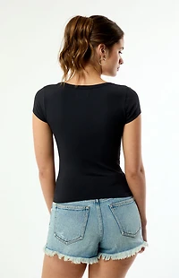 Your Favorite Lucy Deep V Short Sleeve Top