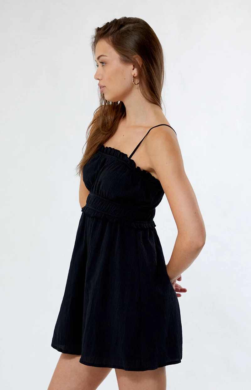 LA Hearts Textured Babydoll Mini Dress