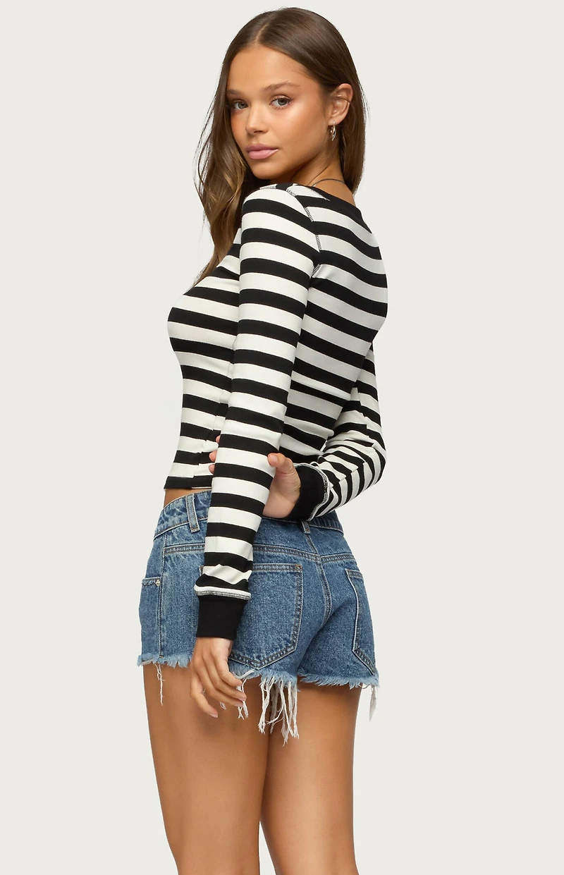 Edikted Rainey Striped Long Sleeve Top