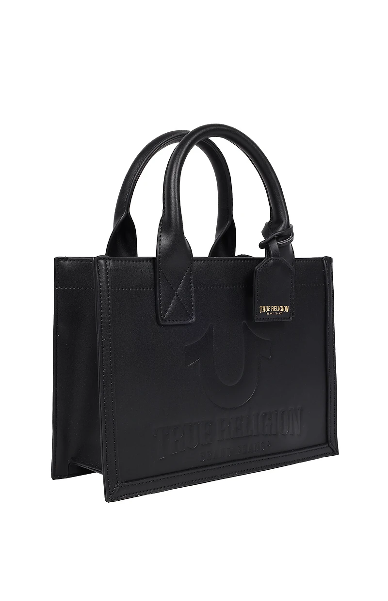 True Religion Debossed Logo Modern Tote Bag