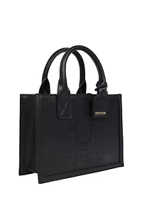True Religion Debossed Logo Modern Tote Bag