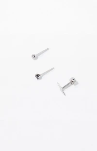 Pacsun 3 Piece Silver Lighting Bolt Earrings