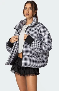 Edikted Oversized Gingham Puffer