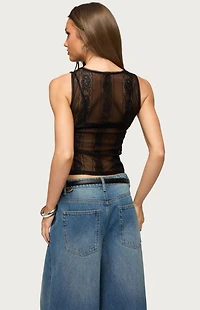Edikted Ephie Sheer Lace Tank Top