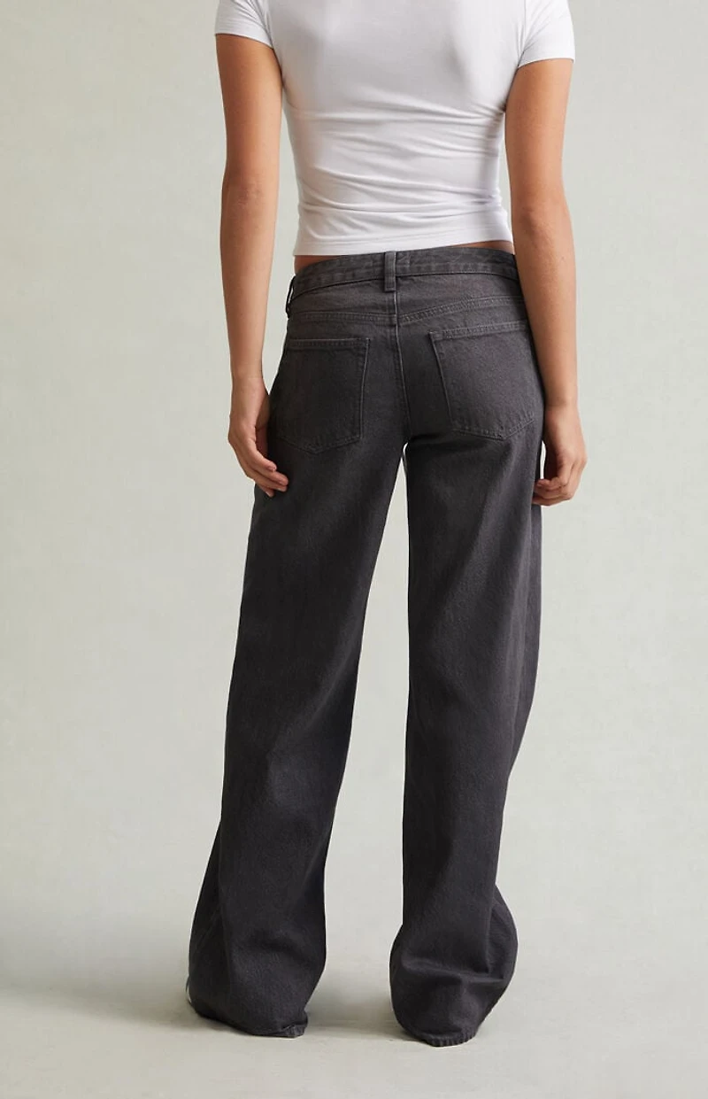 Pacsun Casey Low Rise Baggy Jeans Glitter Drawstring Gray