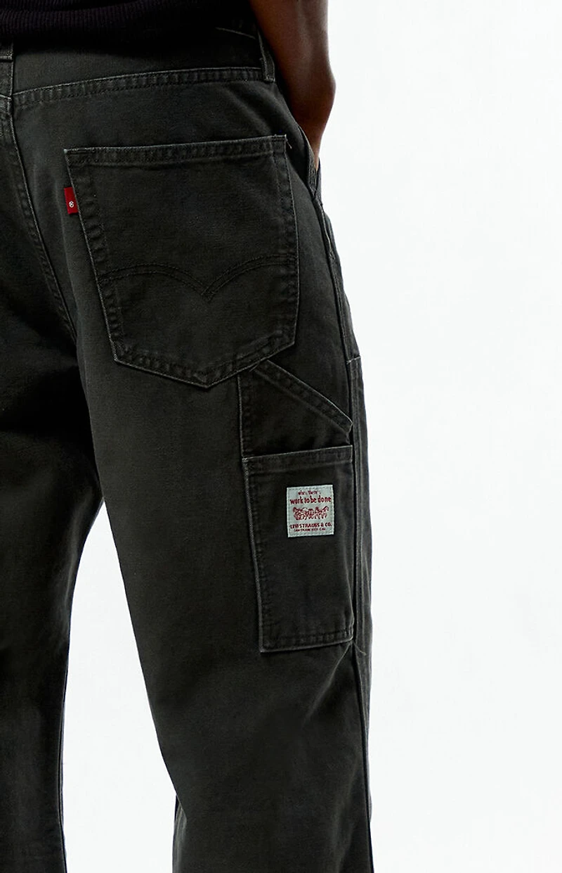 Levi's 568 Dark Green Loose Straight Double Knee Carpenter Jeans