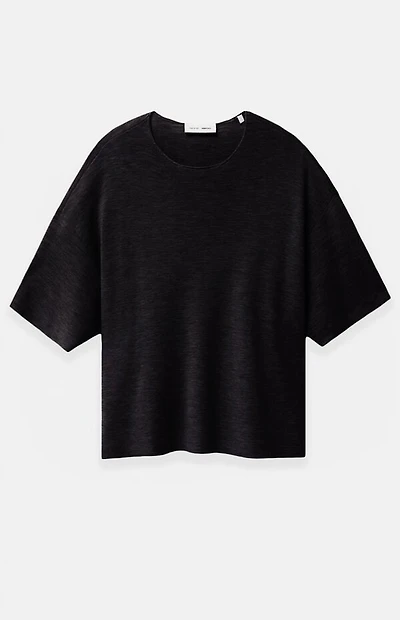 Fear of God ESSENTIALS Jet Black Merino Wool Short Sleeve Knit T-Shirt