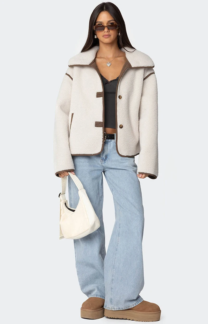 Edikted Frost Oversized Faux Shearling Jacket