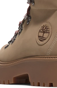 Timberland Women's Beige Nubuck Stone Street Mid Lace-Up Boots