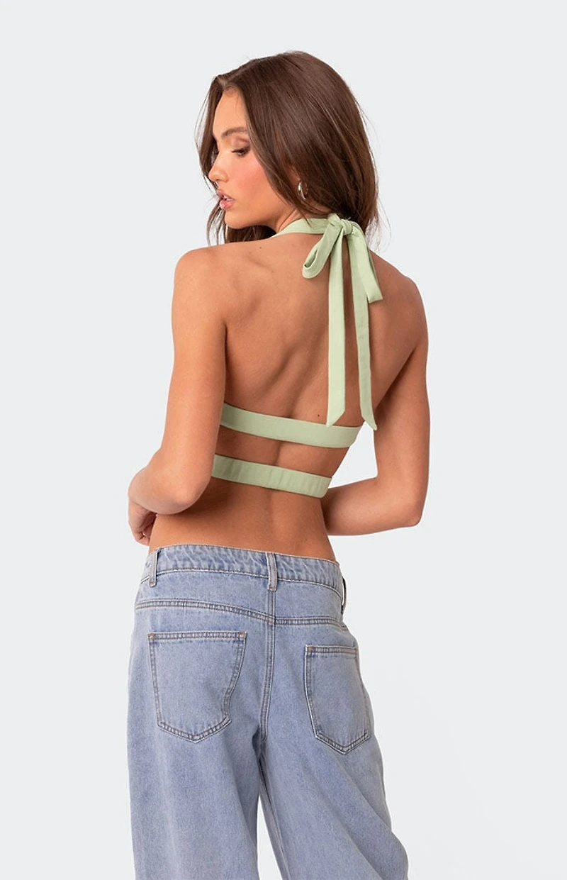 Edikted Cady Tie Front Cut Out Top
