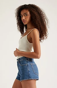 Pacsun Ivy High Waisted Denim Festival Shorts Indigo