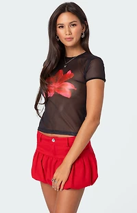 Edikted Aloha Sheer Mesh T-Shirt