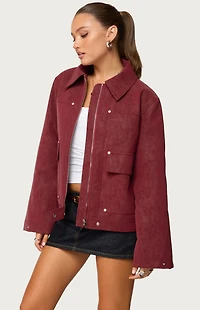 Edikted Annabelle Oversized Faux Suede Jacket