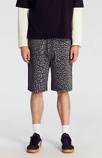 Pacsun Dark Leopard Denim Baggy Shorts
