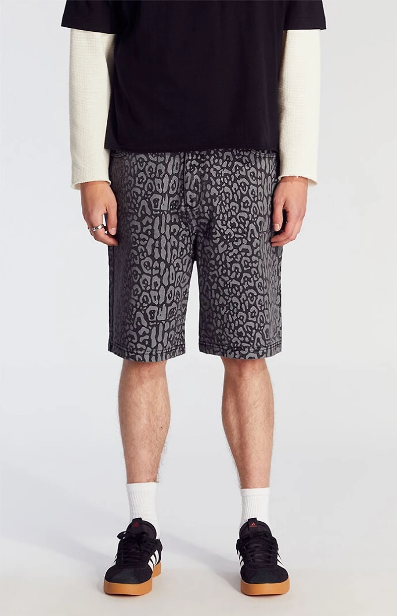 Pacsun Dark Leopard Denim Baggy Shorts