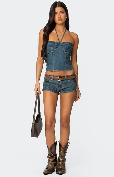 Edikted Jagger Low Rise Denim Shorts