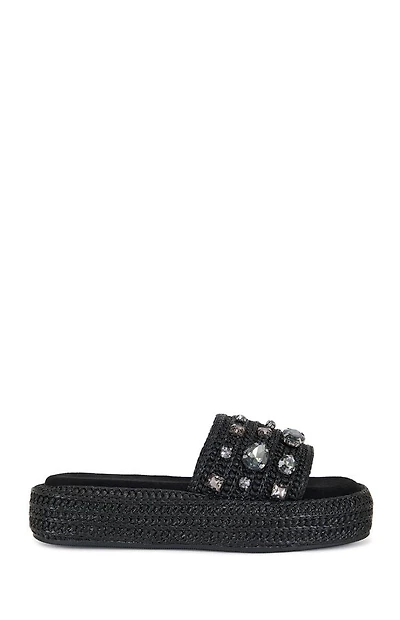 AZALEA WANG Women's Black Baste Sandals