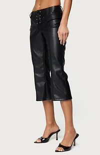 Edikted Lexy Faux Leather Flared Capri Pants